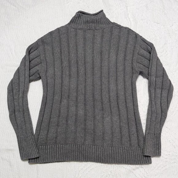 J. Crew Women's Turtleneck Cable-Knit Long Sleeve Sweater Medium Gray M1252 - Picture 2 of 4